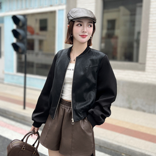 早秋时尚皮衣短外套女洋气减龄高级感显瘦小个子休闲夹克时尚上衣