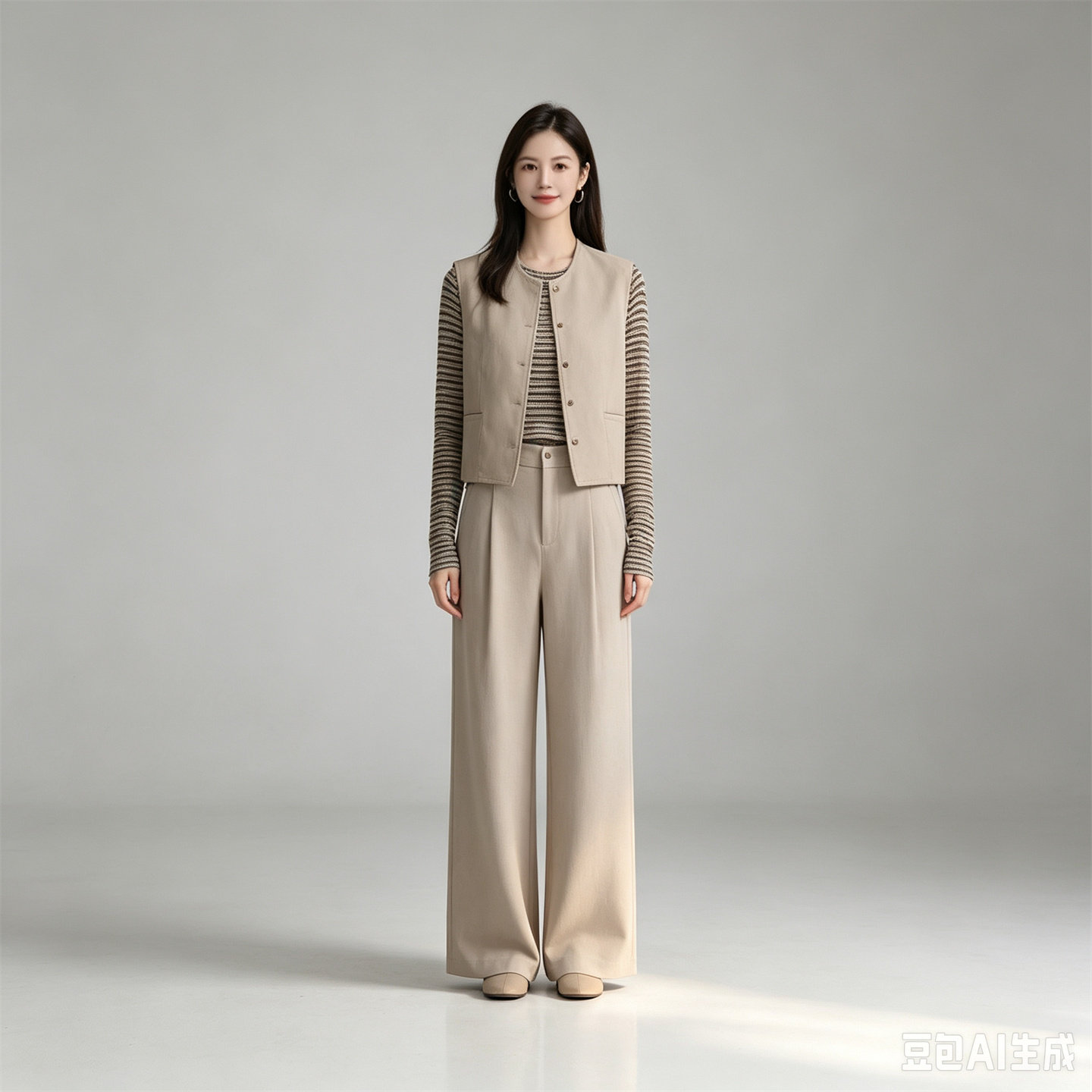 极简风职场通勤西装阔腿三件套女