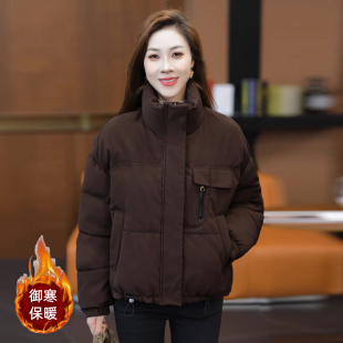 2025新款立领短款棉服女士冬季韩版宽松保暖皮棉衣小个子棉袄外套