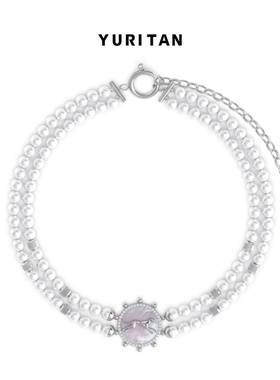 萌宠粉色贝母灵缇犬双层珍珠项链