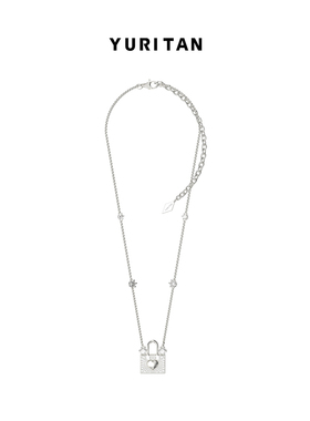 YURITAN银色包包镶钻吊坠项链2024春夏新款情人节送女友甜美项链