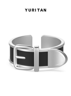此沙同款YURITAN2026春夏新款皮带扣黑釉开口戒指时尚轻奢甜酷风