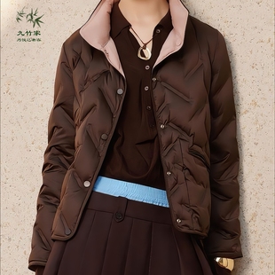 高端波兰科鲁达95白鹅绒直充无胆防绒双面立领短款轻薄女士羽绒服