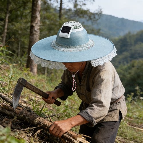 2026新款大檐帽子充电式风扇帽子防晒遮阳帽檐可拆卸折叠太阳能帽