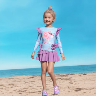 2024新款 宝宝女童游泳衣 儿童泳衣女童分体中大童立体荷叶公主泳装