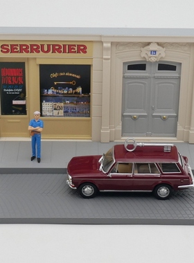 Ixo 1:43 Simca 1501西姆卡汽车锁匠配匙沙盘场景模型合金玩具车