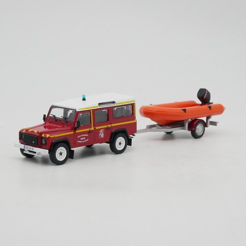 Ixo 1:43 Land Rover Defender路虎卫士拖汽艇法国消防车模型玩具