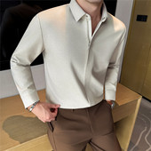 绅士商务加厚保暖毛呢拉链衬衫 男秋冬季 百搭休闲通勤衬衣无痕上衣