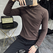 纯色德绒内搭打底衫 t恤 中领长袖 男半高领冬季 加厚保暖双面绒修身