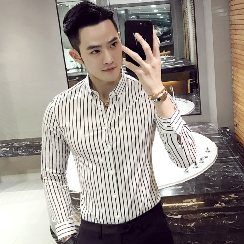 商务条纹衬衫时尚长袖衬衣