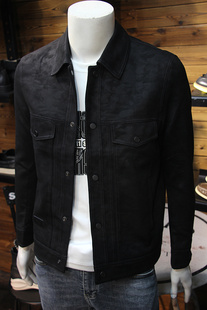 帅气时尚 百搭轻奢夹克外套上衣 印花男翻领夹克青年修身 简欧时尚