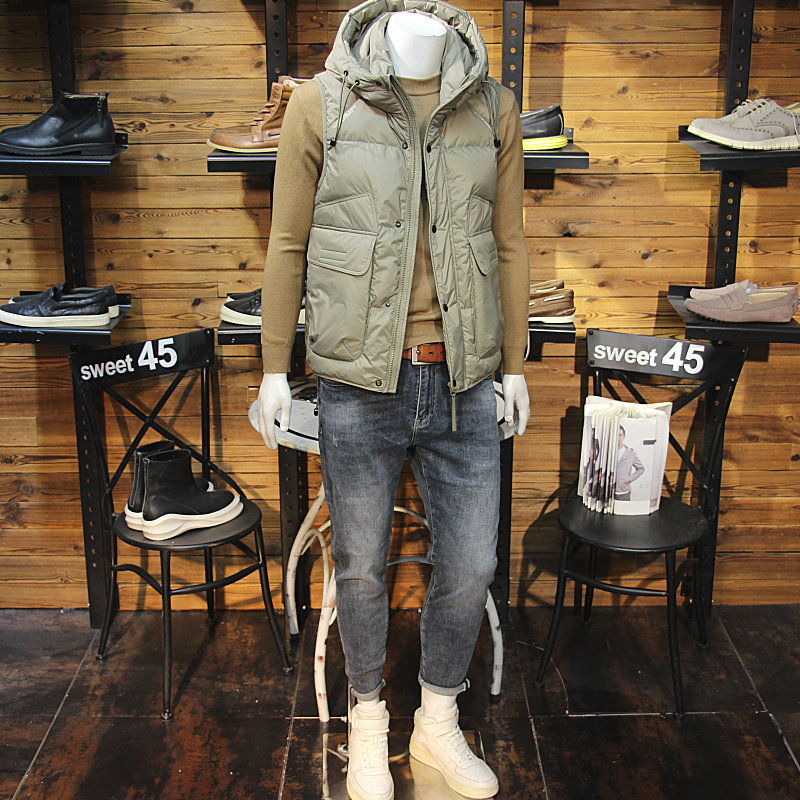 冬季新款男连帽羽绒马甲立体拼接大口袋潮流青年修身保暖羽绒坎肩,男装,常规马甲,淘宝优惠券,粉丝福利购,淘宝优惠卷