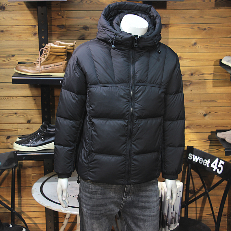 加厚保暖冬季男羽绒服时尚蓬松感柔软男士保暖连帽厚羽绒外套