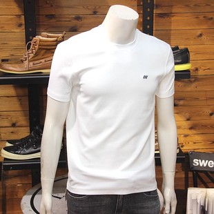 秋冬男加厚短袖 圆领磨毛舒绒舒适厚料T恤 立体钢印字母简约修身