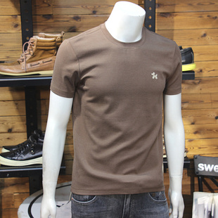 秋冬加厚磨毛男短袖 圆领青年打底T恤 简约小图标舒绒舒适厚料修身