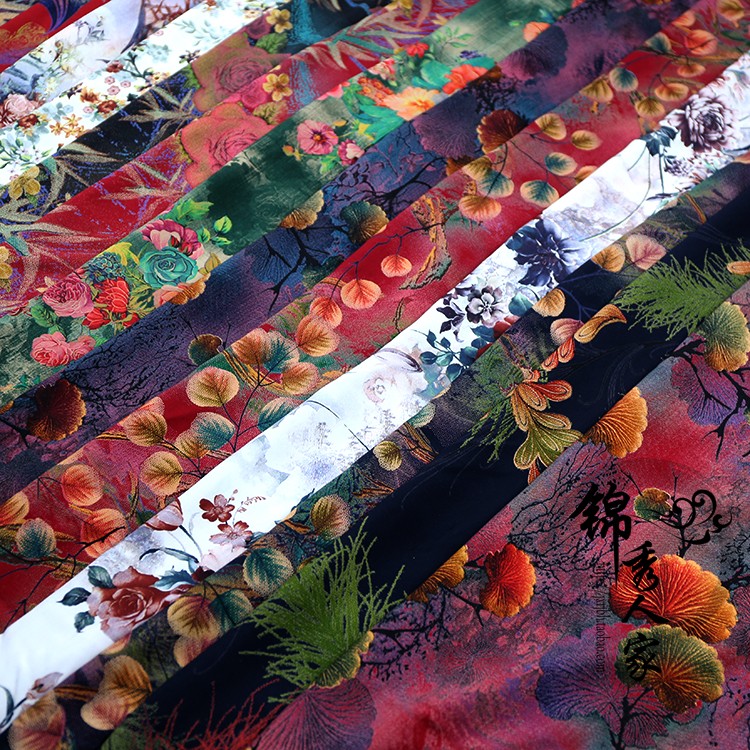 印花绵绸人造棉雕印中国风绵绸纯棉布布料夏季睡衣连衣裙服装面料