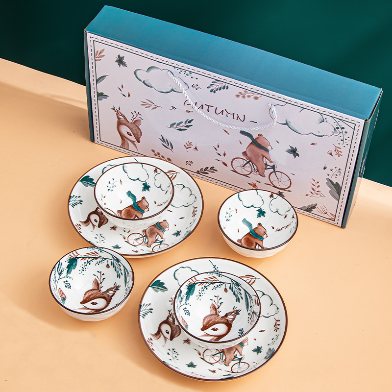 可加LOGO礼物饭碗陶瓷碗筷盘品碗具餐具套装随手礼