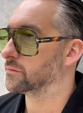 新款双梁时尚太阳镜潮流墨镜 复古T字男女方形飞行员太阳镜