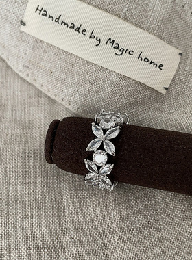 轻奢高级感锆石花朵开口戒指女个性独特精致时尚优雅百搭指环戒子