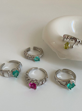 轻奢锆石金属开口戒指女高级感小众时尚气质优雅甜美百搭指环戒子