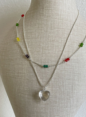 韩国东大门透明大颗爱心项链女小众独特高级感个性气质颈链锁骨链