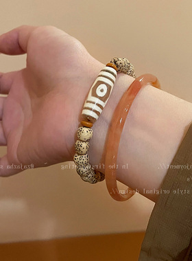 天然石树脂串珠手镯女设计感小众复古个性百搭气质时尚手链手饰