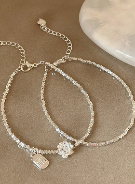 新中式福运莲莲碎银子莲花手链女复古轻奢优雅个性百搭手环手饰