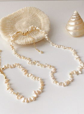 韩国东大门项链女复古气质百搭淡水珍珠串珠颈链锁骨链冷淡风项链