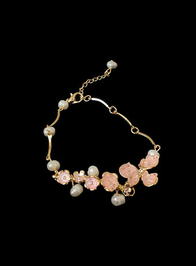 少女感甜美花朵珍珠手链女精致个性轻奢高级时尚气质百搭手环手饰