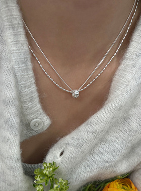 菱格吊坠双层项链女设计感简约精致个性时尚潮流百搭颈链锁骨链