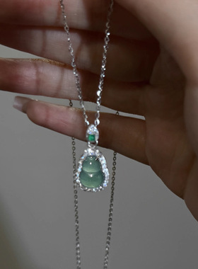 国风新中式天然玉髓葫芦吊坠项链女轻奢复古优雅个性颈链锁骨链