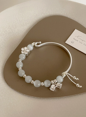 猫眼石串珠金属花朵手链女设计感小众个性百搭气质时尚手饰手镯