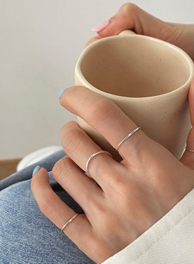 极简风素圈金属戒指套装女韩国复古经典简约百搭气质个性指环戒子