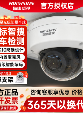 海康威视400万防暴监控摄像头POE录音电梯专用高清半球3146WD-I