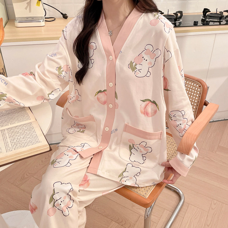 月子服春夏季薄款产后纯棉哺乳期孕妇睡衣8月份9吸汗春秋四季款10