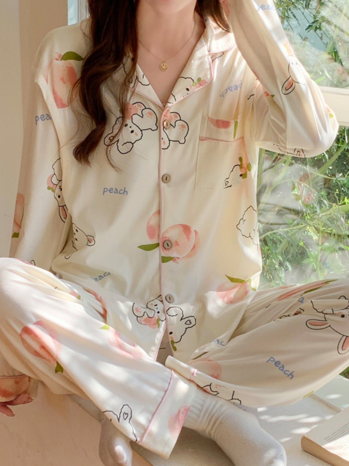 산후복 여름 얇은 산후 순면 출산 잠옷 병원 투피스 세트 봄 가을 산후 수유복