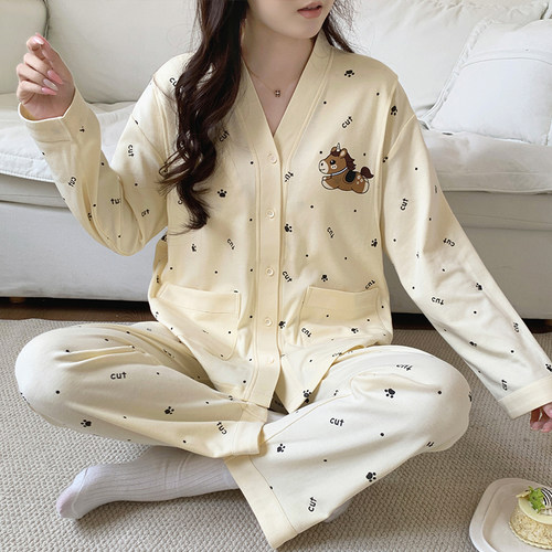 带胸垫棉月子服春夏纯产后产妇哺乳孕妇睡衣可外穿夏季薄款家居服