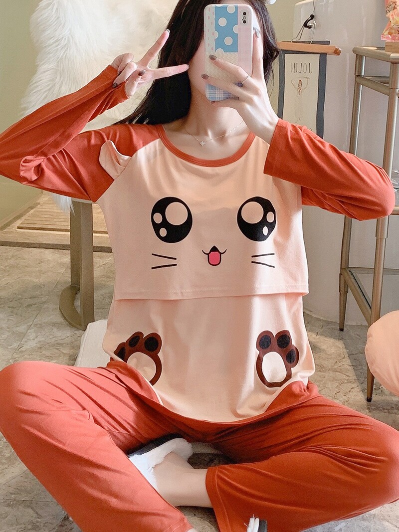 산후 의류 봄 가을 겨울 순면 산후 산후 모유 수유 잠옷 여성 8 여름 얇은 통기성 10월 9일