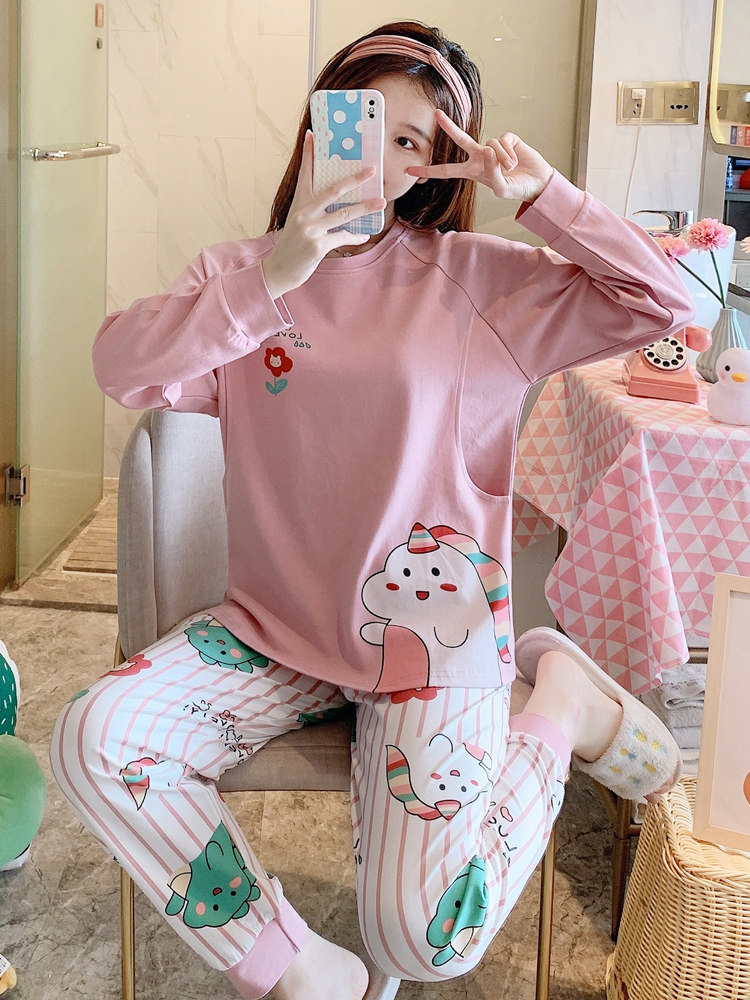 산후 의류 봄 가을 겨울 순면 산후 산후 모유 수유 잠옷 여성 8 여름 얇은 통기성 10월 9일