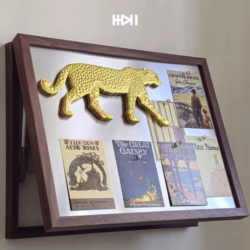 包豪斯风格实木框不锈钢磁吸电表箱画现代简约冰箱贴电表盒遮挡