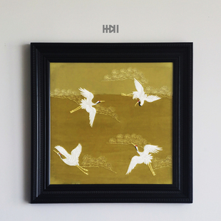 【鸾音鹤信】客厅装饰画刺绣绒布法式新中式高级感中古风玄关挂画