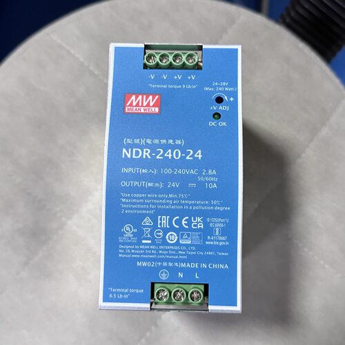 台湾明纬NDR-240-24V导轨式开关电源75/120/480W直流12/48V变压器