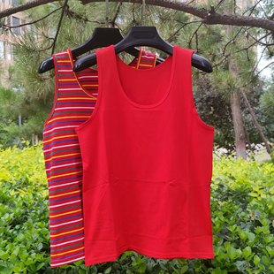 棉背心老人红色无袖衫本命年女士背心红色内衣全棉纯棉中老年妈妈