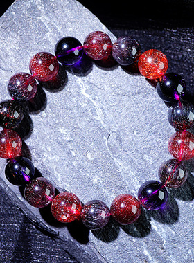 【猫小姐】天然超七水晶手链金莓黑加仑超级七三轮骨干水晶手串