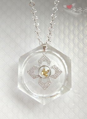 时来运转镀18k白金菱形吊坠包邮