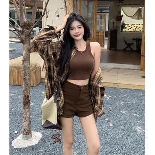 衬衣胖MM宽松显瘦上衣 大码 微胖休闲复古格子衬衫 女春季 高级感开衫