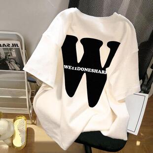 白色纯棉短袖t恤女oversize夏季宽松半袖超好看的上衣2025年新款