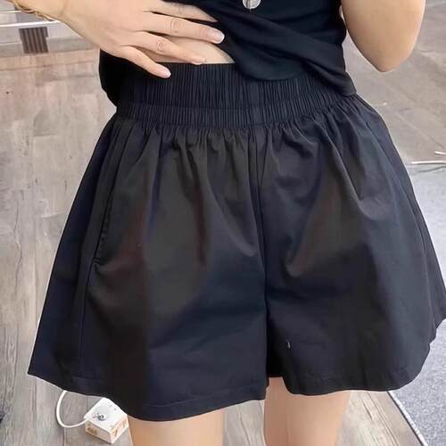 大码高端欧货A字阔腿短裤女夏胖mm梨型身材松紧高腰休闲百搭热裤