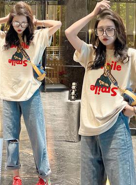 纯棉短袖t恤女夏季2025年新款内搭打底衫宽松白色上衣设计感小众