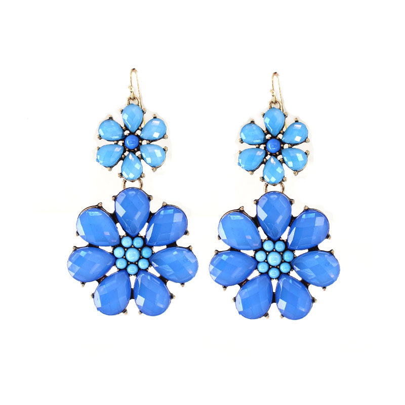 99캐럿 유럽 및 미국 SUMNI 브랜드 오션 스타일 블루 플라워 짧은 목걸이 여성을 위한 상큼하고 귀여운 [JA]